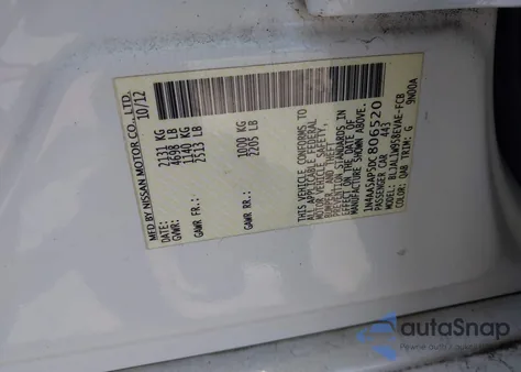 2013 Nissan Maxima 3.5 Sv z USA, uszkodzony, nr VIN 1N4AA5AP5DC806520